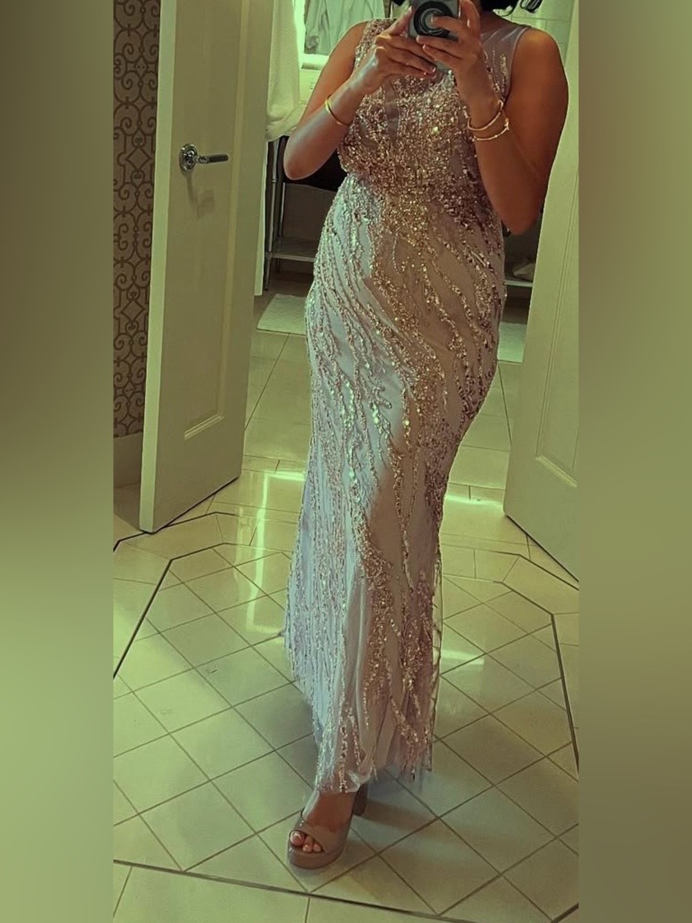 Mac Duggal Blush Pink Sleeveless Embellished Maxi Gown - Picture 4 of 4